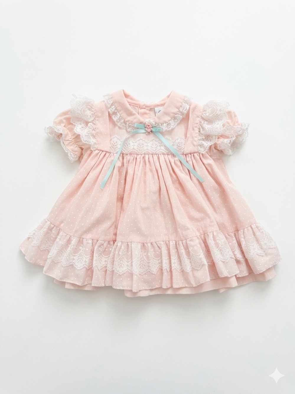 Girls' Pink Lace Trim Formal Dress